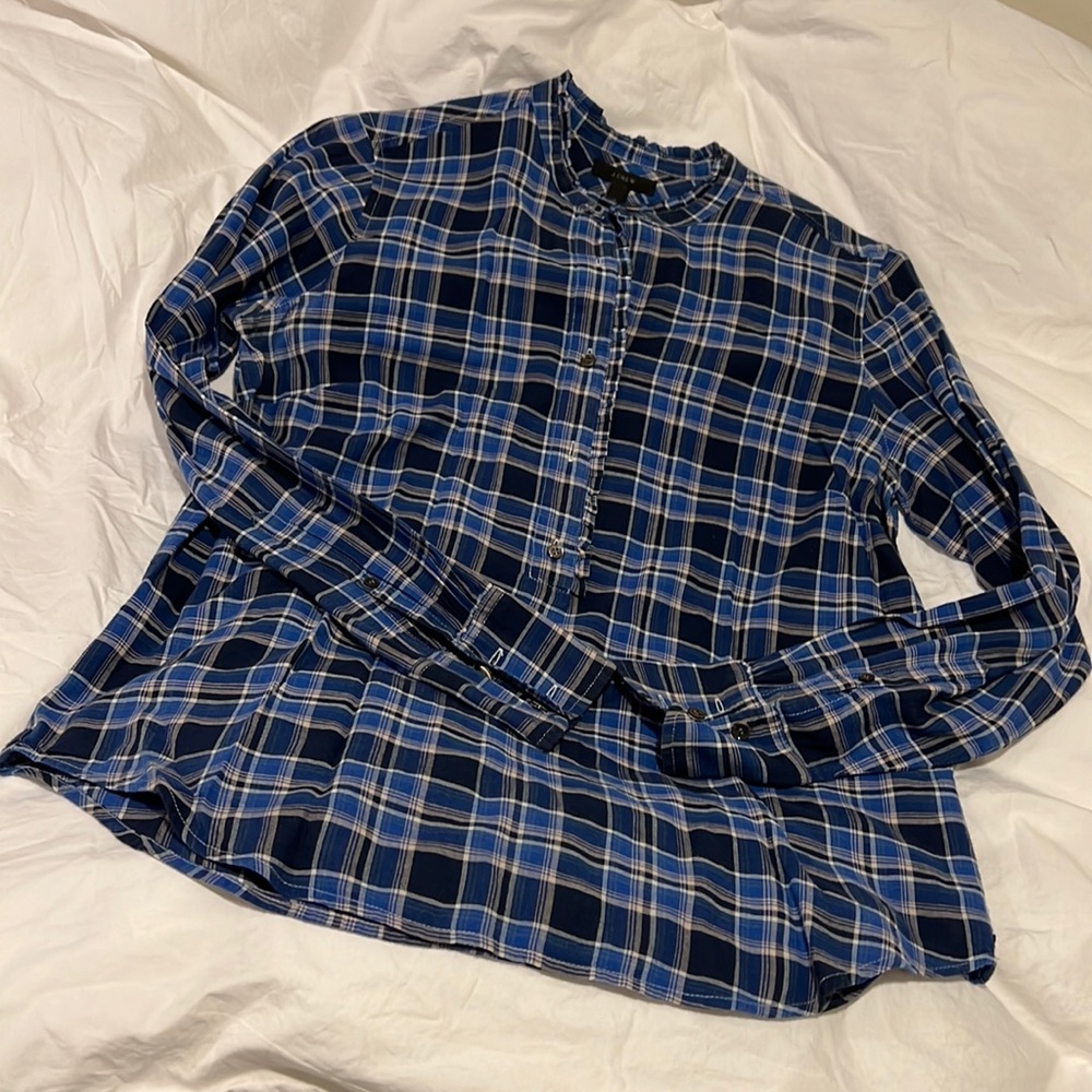 JCrew popover blue plaid shirt